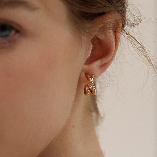 Roségold Cross Clip-Ons