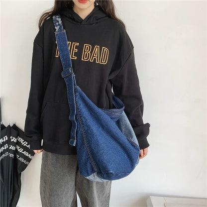 Dual Color Denim Crossbody