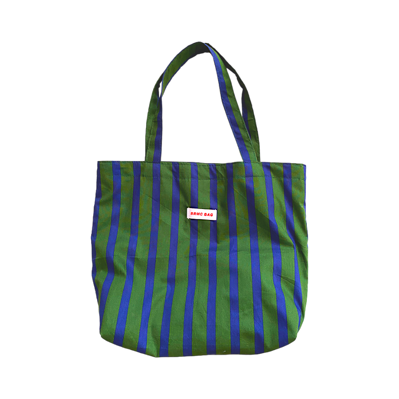 Green Striped Shopper Tote