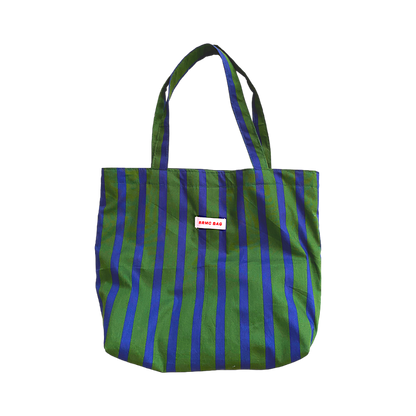 Green Striped Shopper Tote